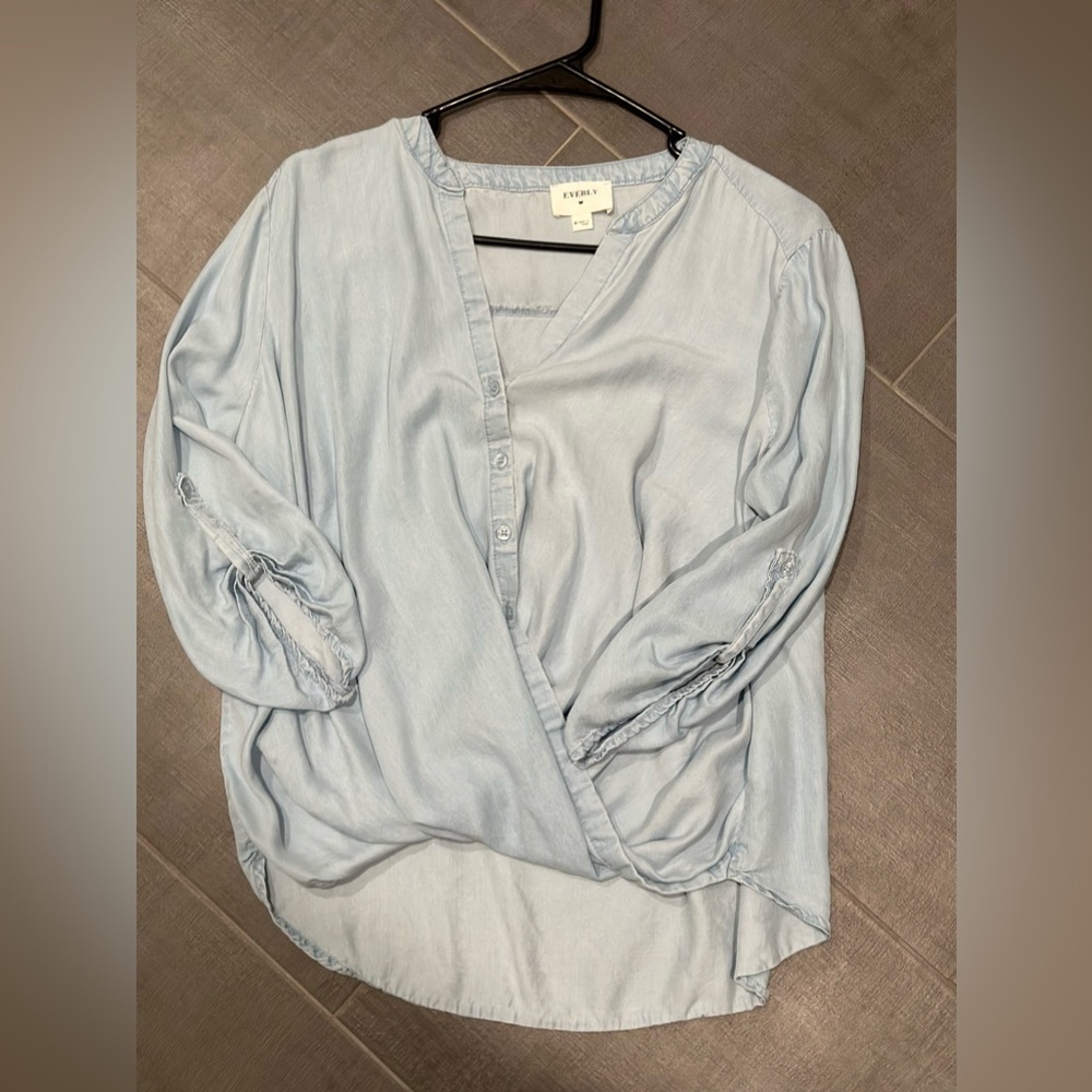Chambray Wrap Top